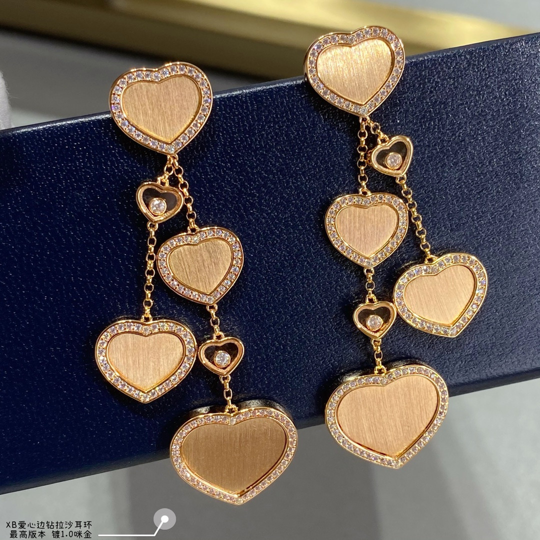 chopard heart-shaped edge Di*m*nd brushed earrings