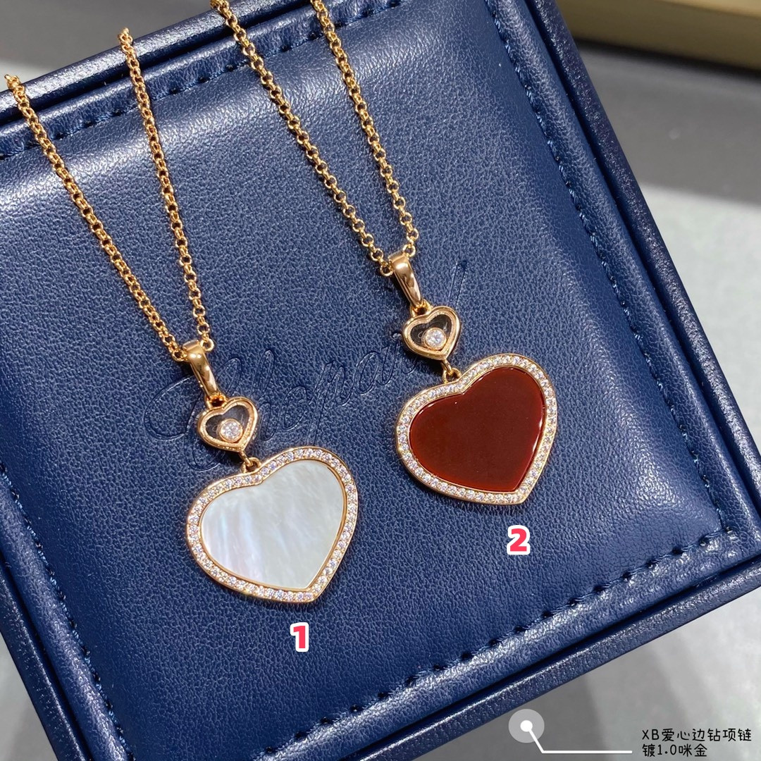 chopard heart-shaped edge Di*m*nd mother-of-pearl necklace