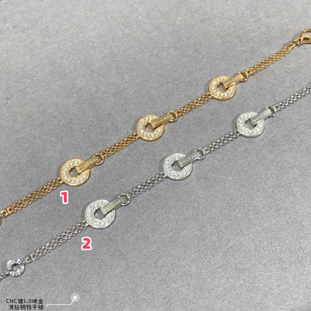 b*l*ai full Di*m*nd copper coin bracelet