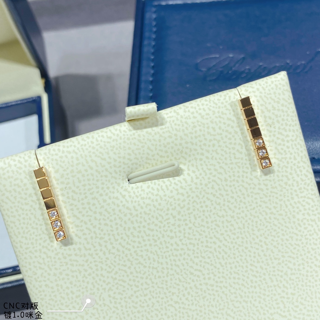 chopard long bar half Di*m*nd stud earrings