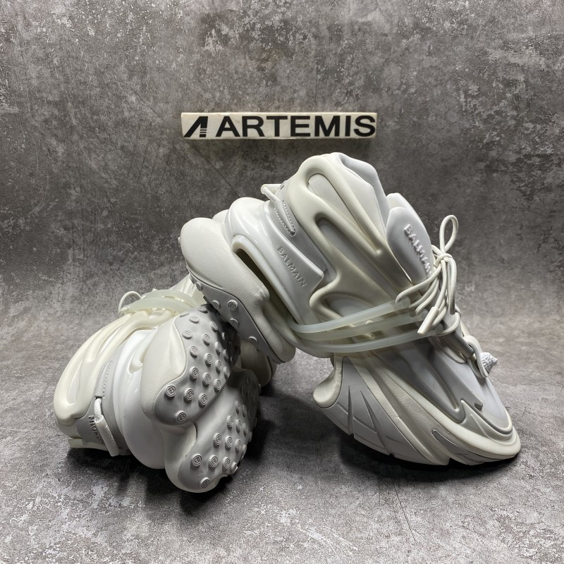 Balmain Neoprene and calfskin Unicorn low-top sneakers