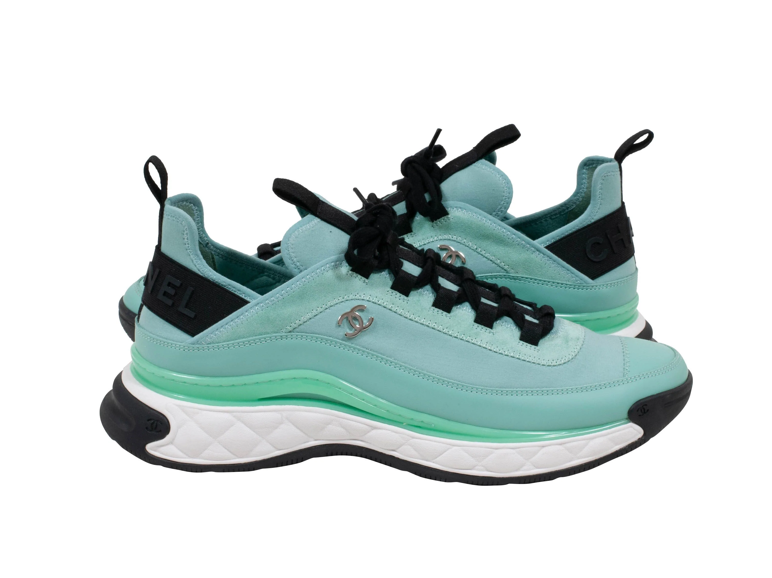 Ch*el pre-owned cloth trainers in green