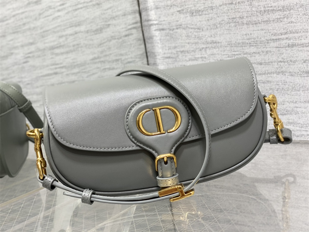 D*or bobby east-west bag latte box calfskin grey