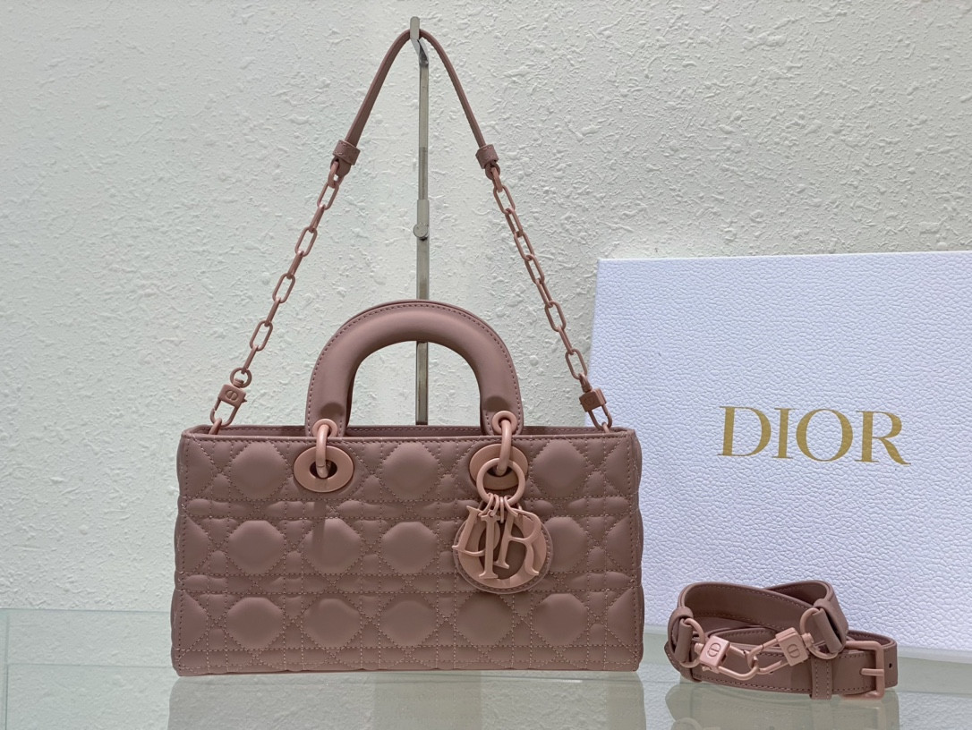 D*or small lady d-joy bag ultramatte pink cannage calfskin