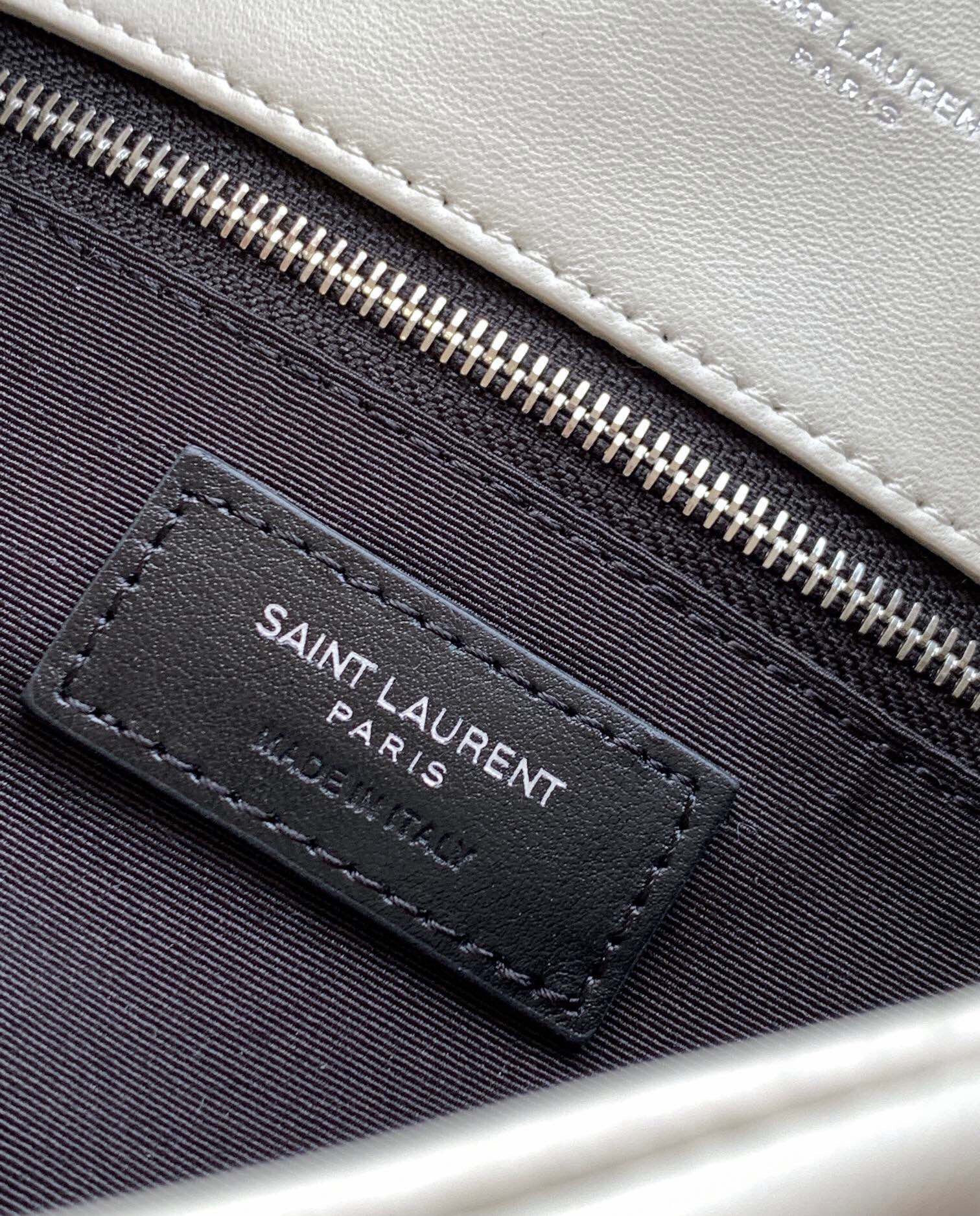 Y*L puffer medium in nappa leather white silver 13.7 x 9 x 5.3 inches