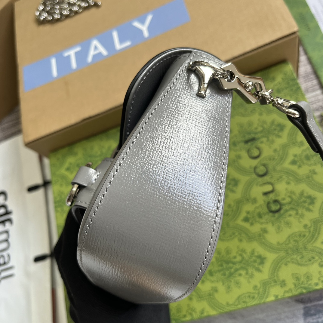G*u*i horsebit 1955 mini shoulder bag gray 7.7"w x 5-3.1"h x 2.4-1.2"d