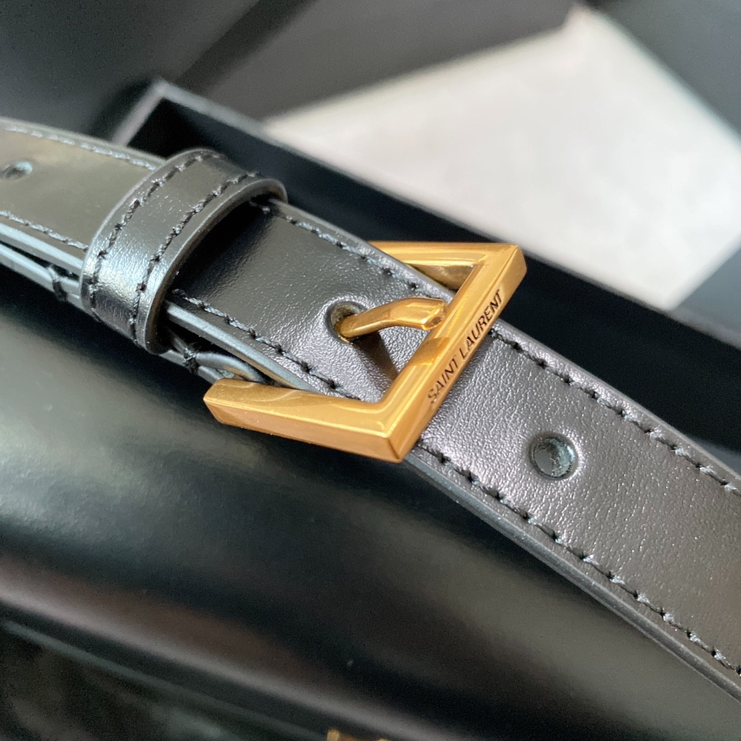 y*l solferino medium satchel in box Sa**t Lau*nt black 9.1 x 6.3 x 2.4 inches