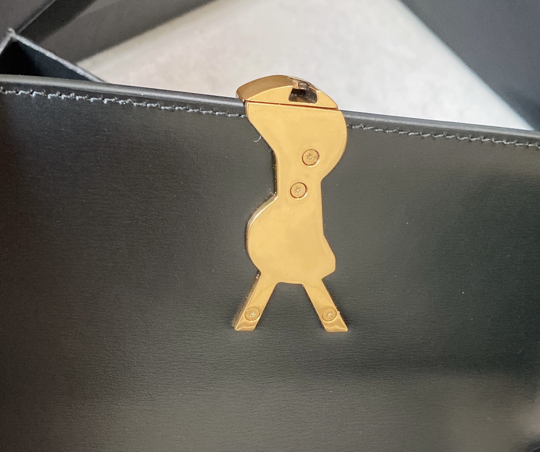 y*l solferino small satchel in box Sa**t Lau*nt black 7.4 x 5.1 x 1.9 inches