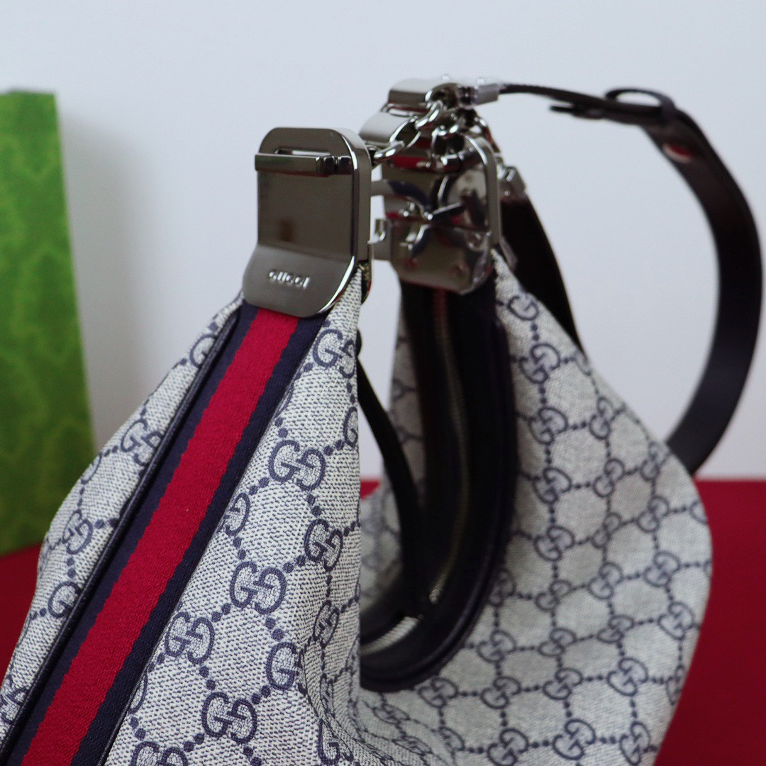 G*u*i attache medium shoulder bag beige blue 13.8″w x 12.6″h x 2.4″d