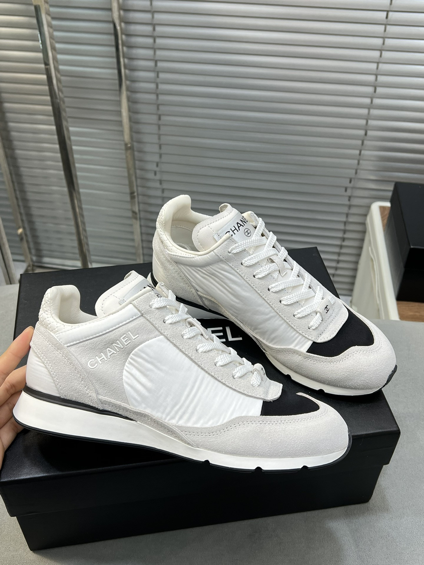 ua Ch*el sneakers fabric, suede kidskin & suede calfskin